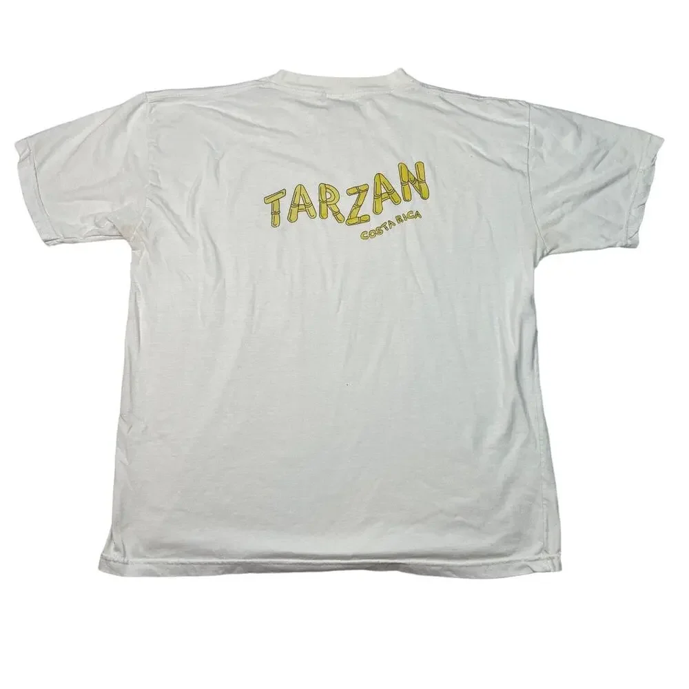 Vintage Y2K Tarzan Costa Rica Waterfalls Canopy Tour Tee T-Shirt White Adult XL